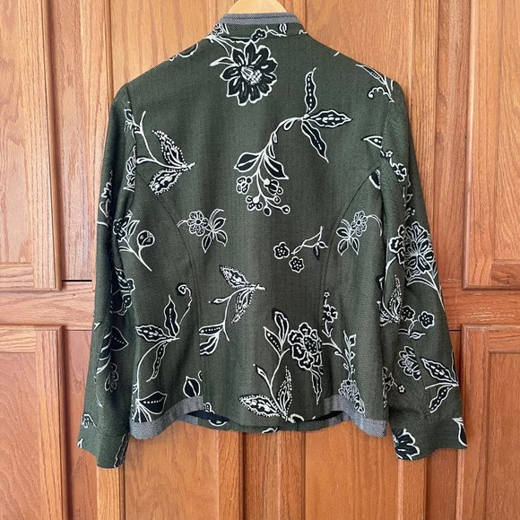 Coldwater Creek Jacket Blazer Womens PM Mandarin Collar Floral Lined Long Sleeve - Picture 10 of 11